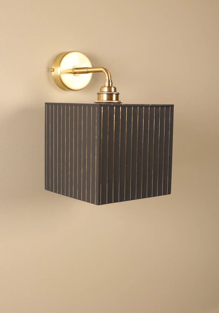 Elegant square black and gold IP44 bathroom wall light with  brass fixtures