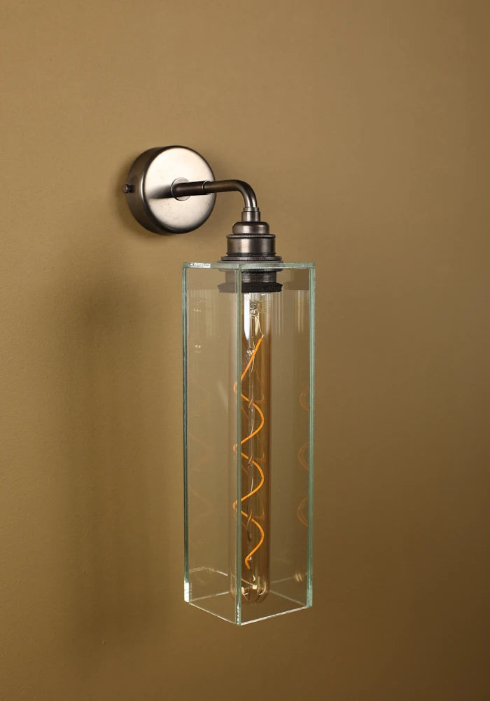 Elegant glass IP44 bathroom wall light with bronze fixtures