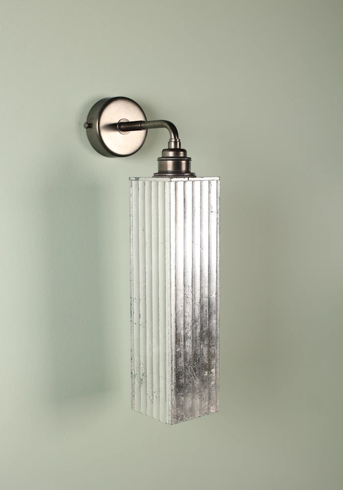 Elegant long silver IP44 bathroom wall light with bronze fixtures