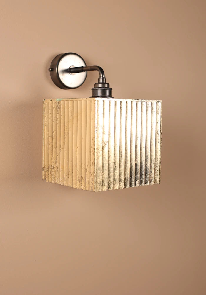 Square gold leaf IP44 bathroom wall lights with bronze wall base