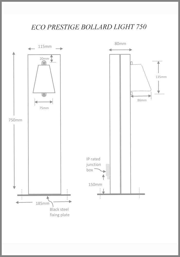 Eco Prestige LED Bollard Light, Contemporary Designer Outdoor Lighting, The Light Yard