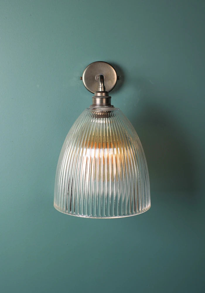 Elegant large bell glass IP44 bathroom wall light with bronze fixtures