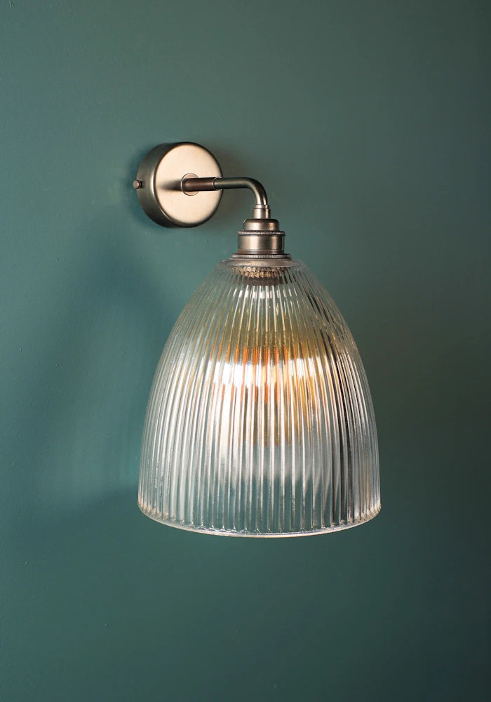 Elegant large bell glass IP44 bathroom wall light with bronze fixtures