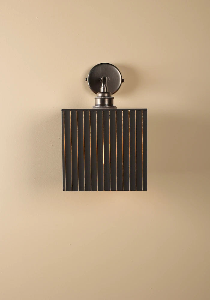 Elegant square black and gold IP44 bathroom wall light with  bronze fixtures