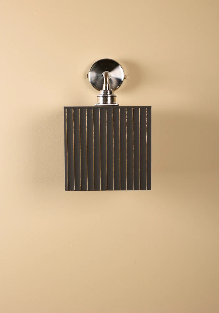 Elegant square black and gold IP44 bathroom wall light with  nickel fixtures