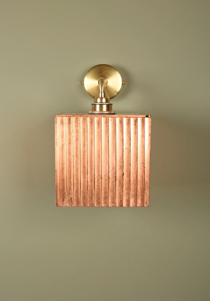 Elegant square copper IP44 bathroom wall light with brass fixtures