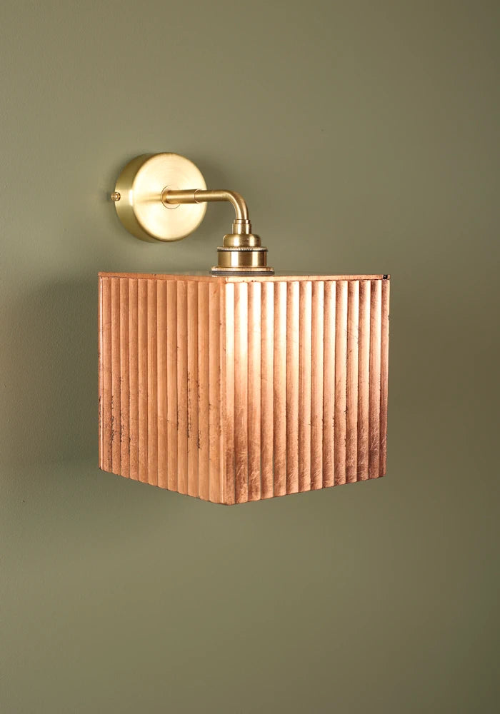 Elegant square copper IP44 bathroom wall light with brass fixtures
