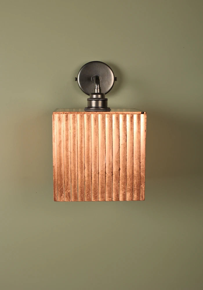 Elegant square copper IP44 bathroom wall light with bronze fixtures
