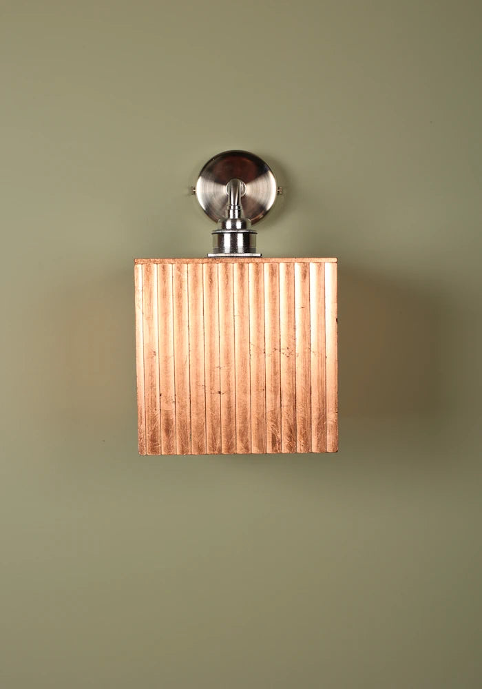 Elegant square copper IP44 bathroom wall light with nickel fixtures