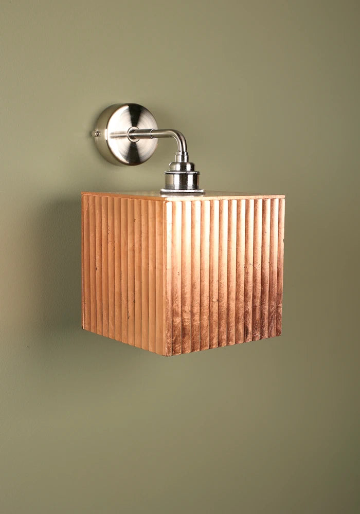 Elegant square copper IP44 bathroom wall light with nickel fixtures