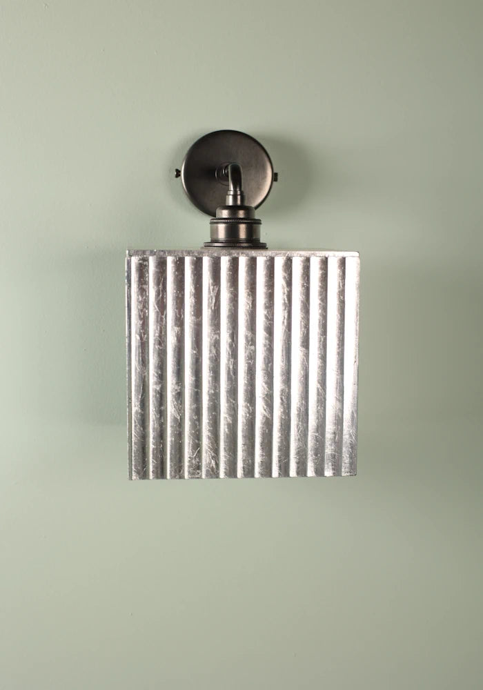 Elegant square silver leaf IP44 bathroom wall light with bronze fixtures
