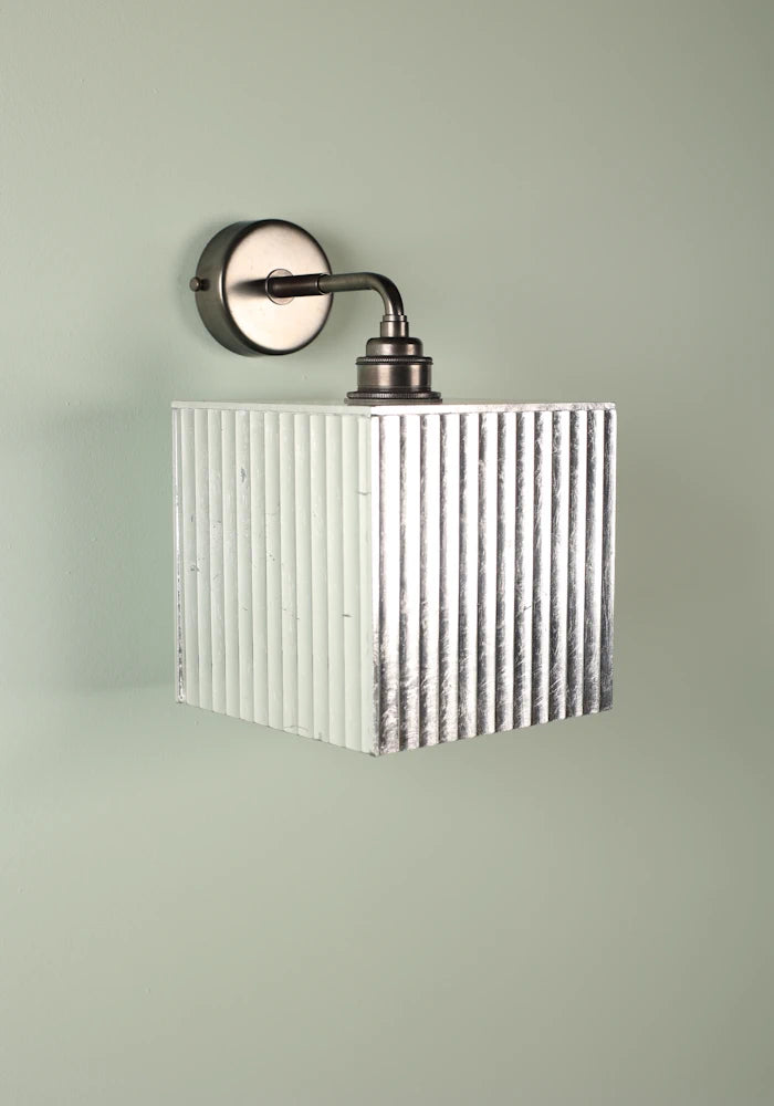 Elegant square silver leaf IP44 bathroom wall light with bronze fixtures