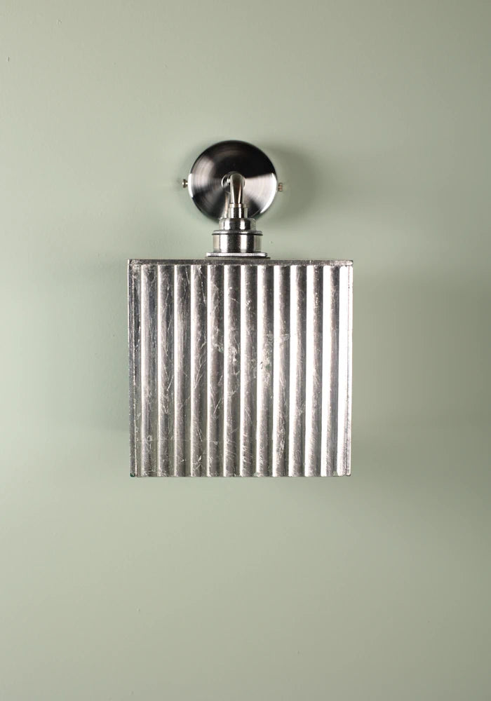 Elegant square silver leaf IP44 bathroom wall light with nickel fixtures