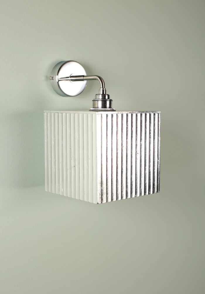 Elegant square silver leaf IP44 bathroom wall light with nickel fixtures