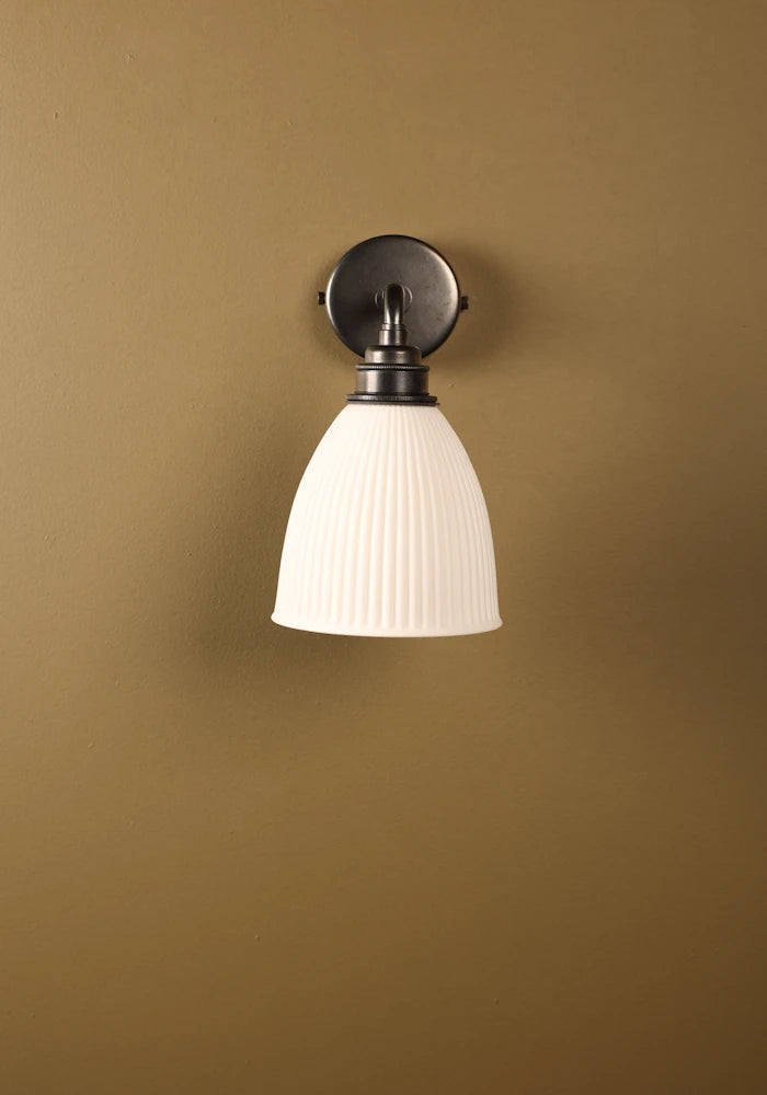 Elegant small ceramic IP44 bathroom wall light with bronze fixtures