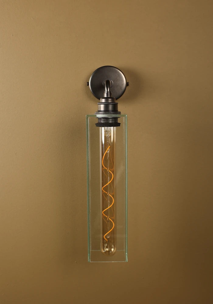 Elegant glass IP44 bathroom wall light with bronze fixtures