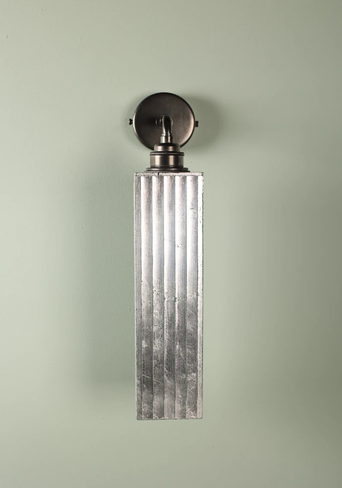 Elegant long silver IP44 bathroom wall light with bronze fixtures 