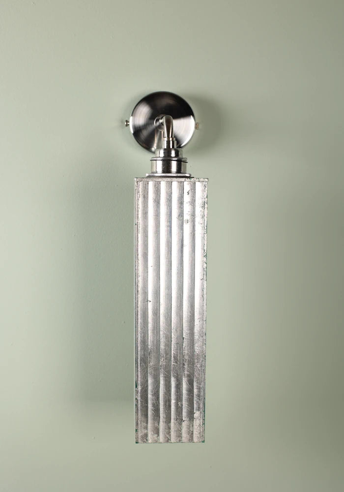 Elegant long silver IP44 bathroom wall light with nickel fixtures 