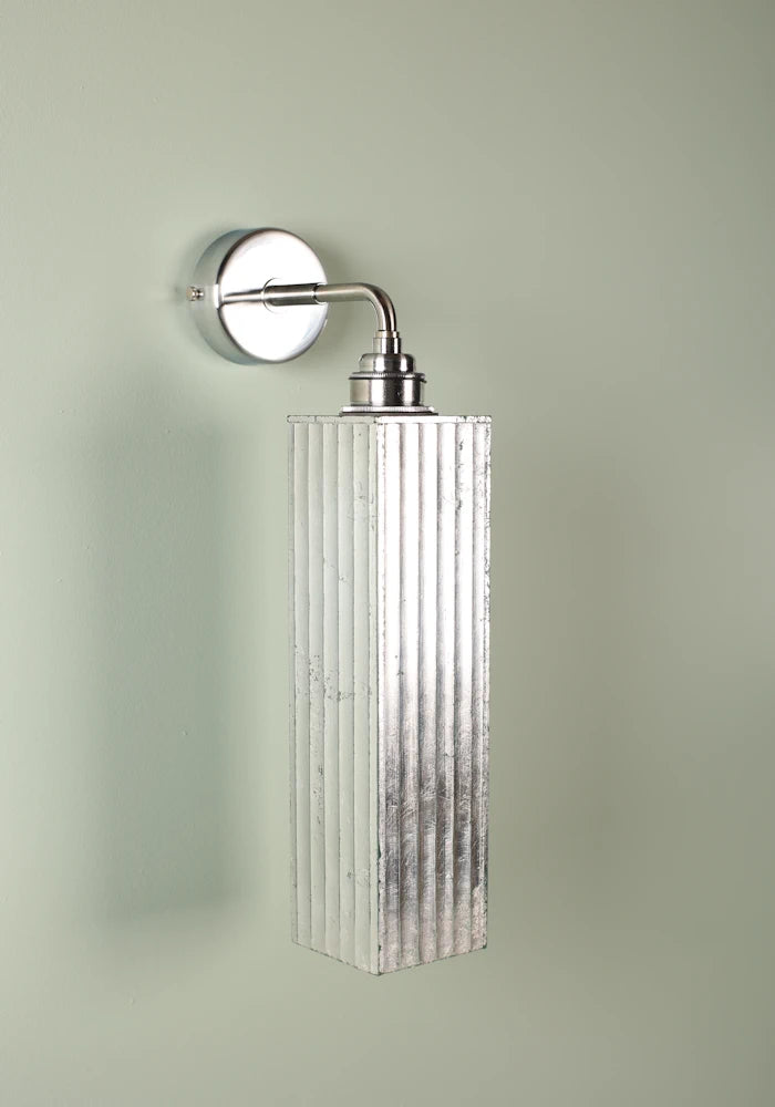 Elegant long silver IP44 bathroom wall light with nickel fixtures 