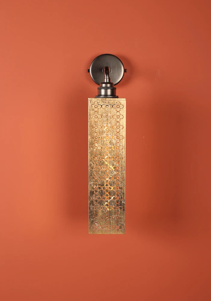 Elegant Moroccan style gold leaf IP44 bathroom wall lights with bronze fixtures