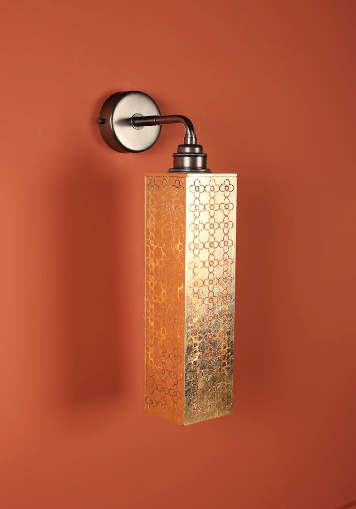 Elegant Moroccan style gold leaf IP44 bathroom wall lights with bronze fixtures