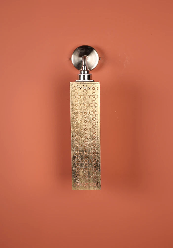 Elegant Moroccan style gold leaf IP44 bathroom wall lights with nickel fixtures