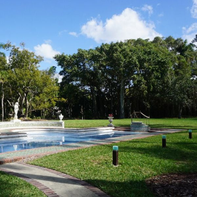 ECO BOLLARD LIGHTS AROUND VICTORIAN SWIMMIN POOL