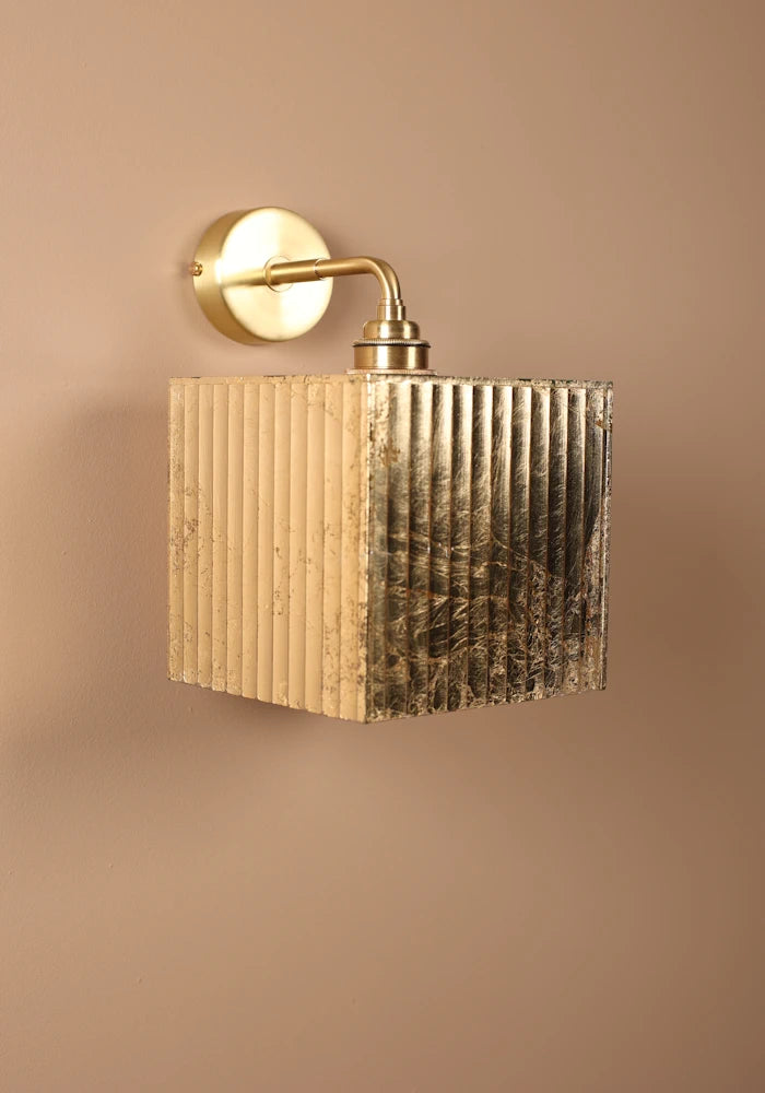Square gold leaf IP44 bathroom wall lights with brass wall base