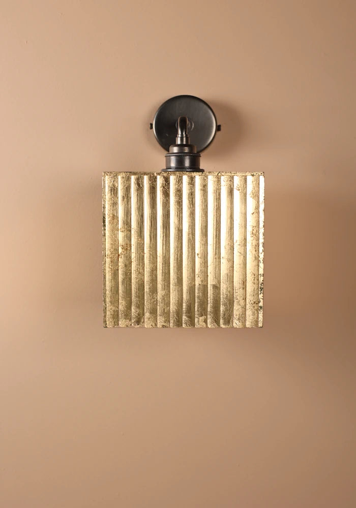 Square gold leaf IP44 bathroom wall lights with bronze wall base