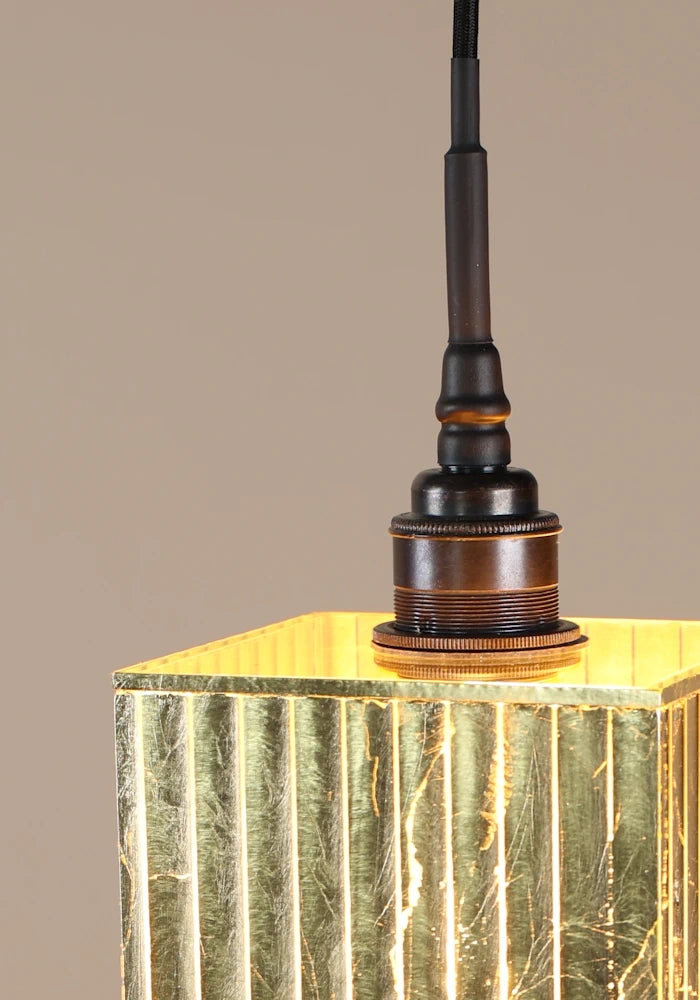 Gold leaf Signature bathroom pendant light with antique bronze lamp holder.