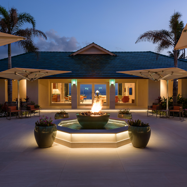 Luxury villa illuminated with architectural lighting 