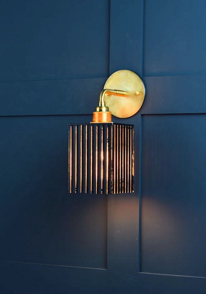 BLACK & GOLD WALL LIGHT - BRUSHED BRASS BASE - THE LIGHT YARD