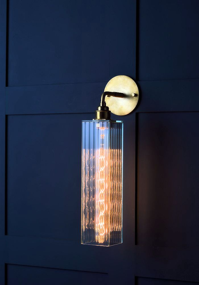 IP44 RIBBED GLASS BATHROOM WALL LIGHT - LUXURY HOME BATHROOM LIGHTING - THE LIGHT YARD 