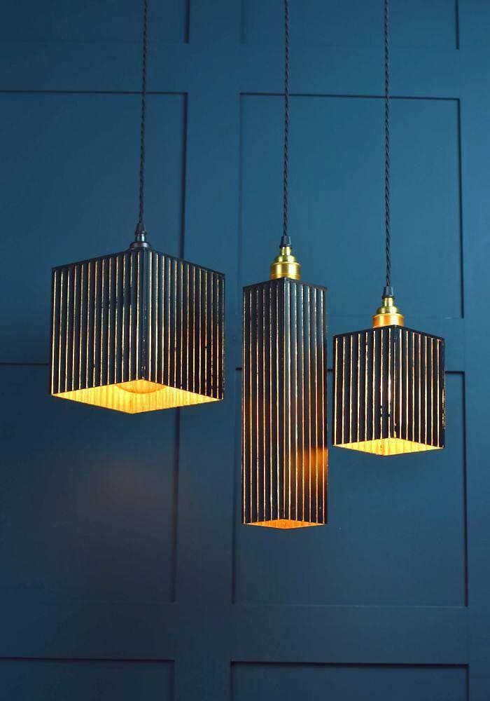 BLACK AND GOLD PENDANT LIGHT - HANGING CEILING LIGHT - SUSPENDED CEILING LIGHTING 